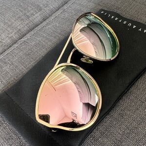 Quay Australia Gold Sunglasses with Pink and Green Lenses
